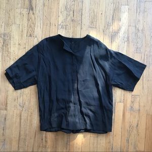 COS Super Oversized Button-down Black Blouse